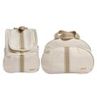Kit 2 Peças Bolsa E Mochila Maternidade Grande Impermeável Bege Liso