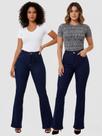 KIT 2 Peças - Calça Feminino Flare Jeans Escuro