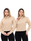 KIT 2 Peças - Camisa Social Feminina Premium Tipo Linho Bege