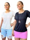 Kit 2 Peças - Camiseta Feminina Lisa Básica Dia a Dia Toque Macio