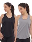 Kit 2 Peças - Camiseta Regata Feminina Dry Fit Estampada Poliester Academia