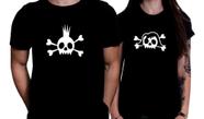 Kit 2 Peças Caveira Halloween Baby Look E Camiseta Casal