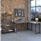 Kit 2 Peças com 1 Escrivaninha em L e 1 Estante 4 Prateleiras Kuadra