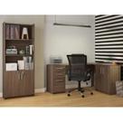 Kit 2 Peças com Mesa para Escritório em L e Armário Multiuso Alto Aberto Espresso Móveis