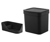 Kit 2 Peças Cozinha Lixeira 4,7 Litros Organizador Porta Detergente de Pia Preto - Ou