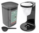 Kit 2 Peças Cozinha Passador Café Coador 1 Refil Pote Hermético 900ml Colher Preto - Ou