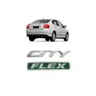 kit 2 Peças emblema letreiro City Flex porta mala Honda ano modelo 2009 a 2014