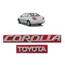 Kit 2 peças emblema letreiro Corolla mais Toyota ano modelo 2003 até 2009 todos os cromados