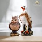 Kit 2 Peças Estátua Águia Gavião e Coruja Espanta Pombos Gesso 36 Cm - VARIAS VARIEDADES