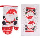 Kit 2 Peças Natalino Pano de Prato e Luva de Forno Bene Casa Papai Noel Kit 2 Peças Natalino Pano de Prato e Luva de Forno Bene Casa Papai Noel