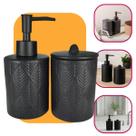 Kit 2 Peças Para Banheiro De Cerâmica Estilo Clean Luxo Preto Wolff Posta Sabonete Liquido e Um Pote Kit 2 Peças Para Banheiro De Cerâmica Estilo Clean Luxo Preto Wolff Posta Sabonete Liquido e Um Pote