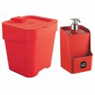 Kit 2 Peças Para Cozinha Com Porta Detergente E Lixeira De Pia Quadrado UZ