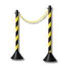Kit 2 Pedestal para corrente 90CM Preto e Amarelo MAIS 2 Metros Corrente elo pequeno Sinalização Amarelo e Preto