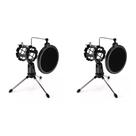 Kit 2 Pedestal Suporte Tripé Móvel De Mesa Com Pop Filter
