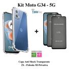 Kit 2 Películas 3D Vidro Privacidade + Capa Capinha Transparente para Moto G34