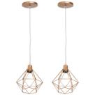 Kit 2 Pendente Aramado Diamante Luminárias Lustre Cabo Cristal P Teto Retrô Agp Ilumini Industrial