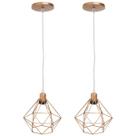 Kit 2 Pendente Aramado Diamante Luminárias Lustre Cabo Cristal P Teto Retrô Agp Ilumini Industrial