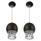 Kit 2 Pendente Bola Pequena 15cm Preto Com Cristais Acrilico
