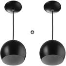Kit 2 Pendente Bola Pequena Preto Sala Cozinha Quarto