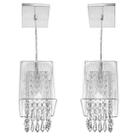 Kit 2 Pendente Cupula Quadrado ClearFio Cristal Acr. Branco Kit 2 Pendente Cupula Quadrado ClearFio Cristal Acr. Branco