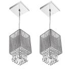 Kit 2 Pendente Cupula Quadrado ClearFio Cristal Acr. Prata