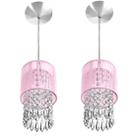 Kit 2 Pendente Cupula Redondo ClearFio Cristal Acr. Rosa Kit 2 Pendente Cupula Redondo ClearFio Cristal Acr. Rosa