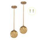 Kit 2 Pendente Dourado Quarto Cabeceira de Cama Bancada +Led