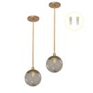 Kit 2 Pendente Dourado Quarto Cabeceira de Cama Bancada +Led Kit 2 Pendente Dourado Quarto Cabeceira de Cama Bancada +Led