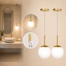 Kit 2 Pendente Jabuticaba Dourado Globo Vidro + Led Quente