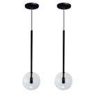 Kit 2 Pendente Luminária Lux Preto Globo Cristal Vidro Led Quente Kit 2 Pendente Luminária Lux Preto Globo Cristal Vidro Led Quente