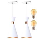 Kit 2 Pendente Luminária Mini Pequim Branco 24cm + Led G45