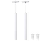 Kit 2 Pendente Luminária Tubo Branco 40 Cm + Lâmpada LED Branco Quente