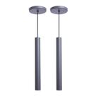Kit 2 Pendente Luminária Tubo Cinza 30 Cm + Lâmpada LED Branco Frio