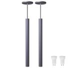 Kit 2 Pendente Luminária Tubo Cinza 50 Cm + Lâmpada LED Branco Quente