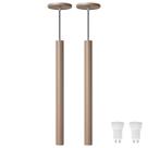 Kit 2 Pendente Luminária Tubo Fendi 50 Cm + Lâmpada LED Branco Quente