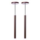 Kit 2 Pendente Luminária Tubo Marrom 30 Cm + Lâmpada LED Branco Quente