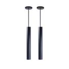 Kit 2 Pendente Luminária Tubo Preto 30 Cm + Led Canopla 6cm