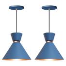 Kit 2 Pendente Lustre Luminária Berlim 23cm Azul