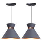 Kit 2 Pendente Lustre Luminária Berlin 15cm Cinza