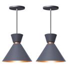 Kit 2 Pendente Lustre Luminária Berlin 23cm Cinza