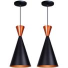 Kit 2 Pendente Lustre Luminária Canada Preto Topo Cobre