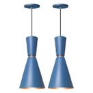 Kit 2 Pendente Lustre Luminária Cone Moscou 39cm Azul