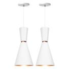 Kit 2 Pendente Lustre Luminária Cone Moscou 39cm Branco Kit 2 Pendente Lustre Luminária Cone Moscou 39cm Branco