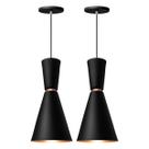 Kit 2 Pendente Lustre Luminária Cone Moscou 39cm Preto