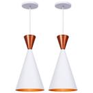 Kit 2 Pendente Lustre Luminária Londres Branco Topo Cobre