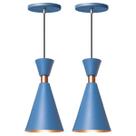 Kit 2 Pendente Lustre Luminária Mini Pequim Azul 24cm
