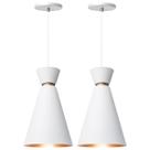Kit 2 Pendente Lustre Luminária Pequim Branco 30cm