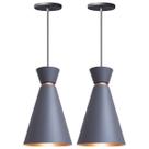 Kit 2 Pendente Lustre Luminária Pequim Cinza 30cm