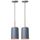 Kit 2 Pendente Lustre Luminária Veneza Cinza