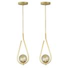 Kit 2 Pendente Lustre On Drop DOURADO globo de vidro AMBAR